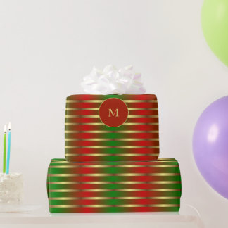 Modern röd Grönt och Guld Rand jul Presentpapper