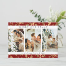 Modern röd guld God jul fotocollage