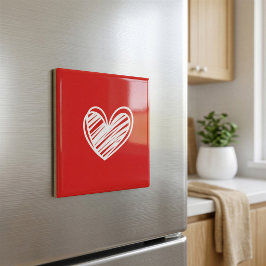 Modern röd hjärta kylskåpsmagnet