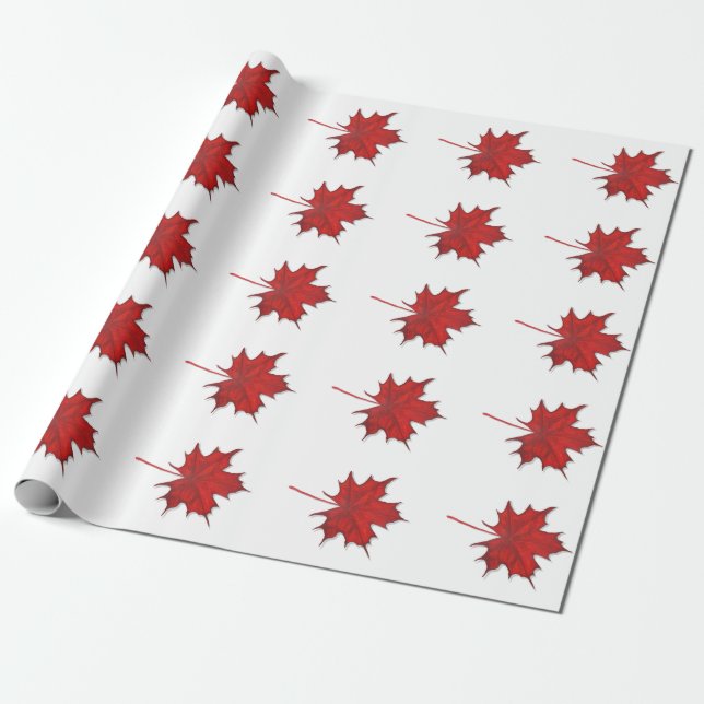 Modern röd höstlöv Thanksgiving Presentpapper (Utrullad)