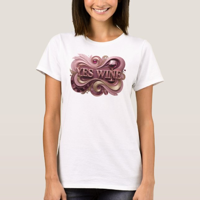 Modern Röd JA VIN Tryck T Shirt (Framsida)