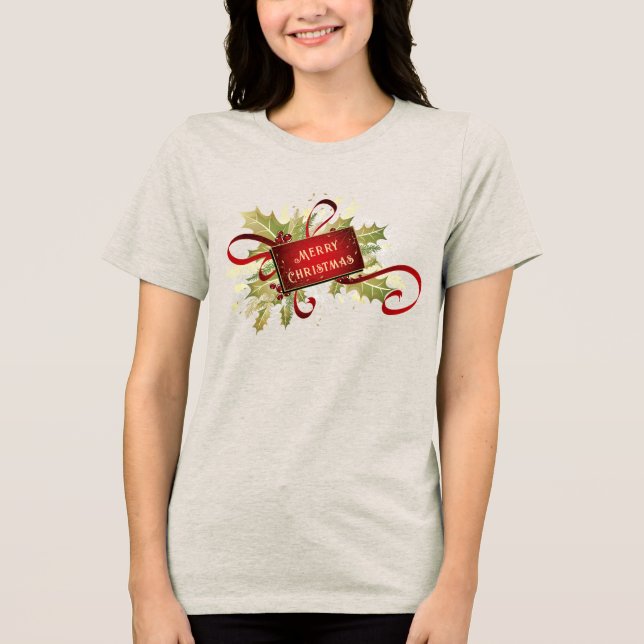 Modern röd jul - Helgdag T Shirt (Framsida)