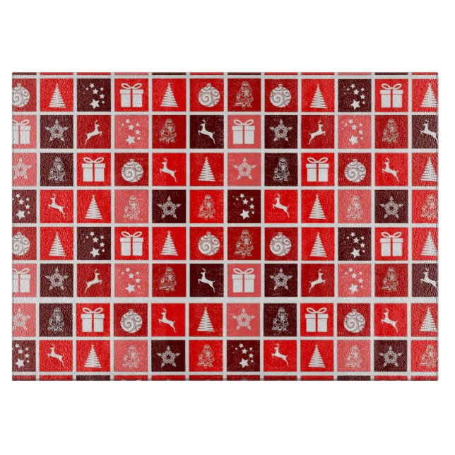 Modern Röd Jul Rutigt Mönster Minimalistisk (Framsidan)
