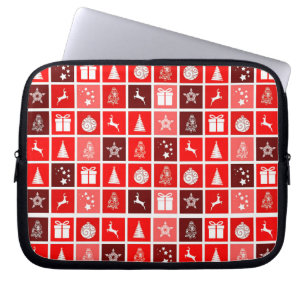 Modern Röd Jul Rutigt Mönster Minimalistisk Laptop Fodral