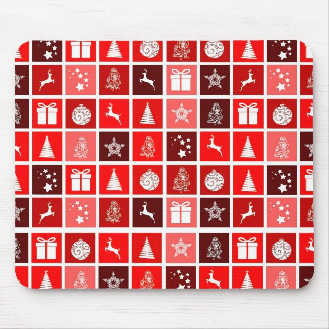 Modern Röd Jul Rutigt Mönster Minimalistisk Musmatta (Framsidan)