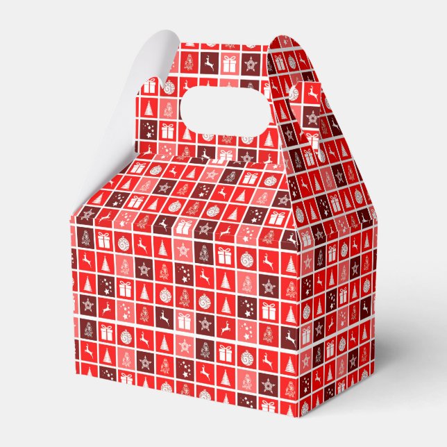 Modern Röd Jul Rutigt Mönster Minimalistisk Presentaskar (Framsidan Sidan)