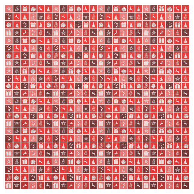 Modern Röd Jul Rutigt Mönster Minimalistisk Tyg (Provkarta)
