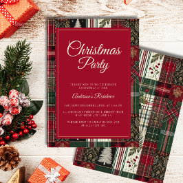 Modern röd jul Tartan-inbjudan Inbjudningar