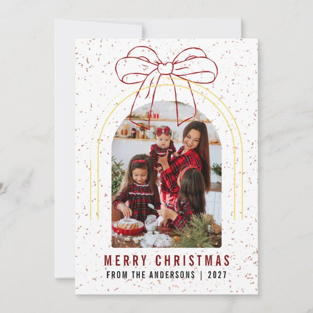 Modern röd julbandsfoto välkommen julen bård (Framsida)