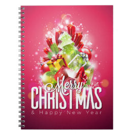 Modern röd julgrafik - illustration anteckningsbok