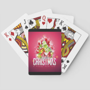 Modern röd julgrafik - illustration casinokort