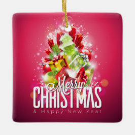 Modern röd julgrafik - illustration julgransprydnad keramik