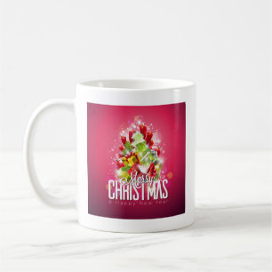 Modern röd julgrafik - illustration kaffemugg