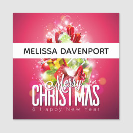 Modern röd julgrafik - illustration namnbricka