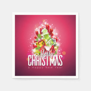 Modern röd julgrafik - illustration pappersservett