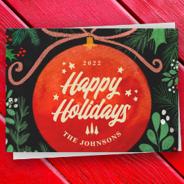 Modern Röd Julgransprydnad Botanisk Julkort