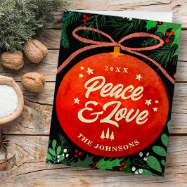 Modern röd julgruksdekoration Botanisk Helgkort