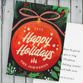 Modern röd julgruksprydnad Botanisk Julkort