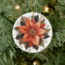 Modern röd julstjärna jul julgransprydnad keramik