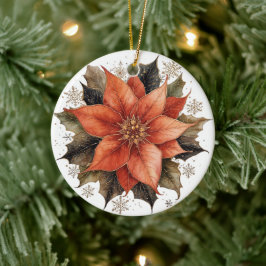 Modern röd julstjärna jul julgransprydnad keramik