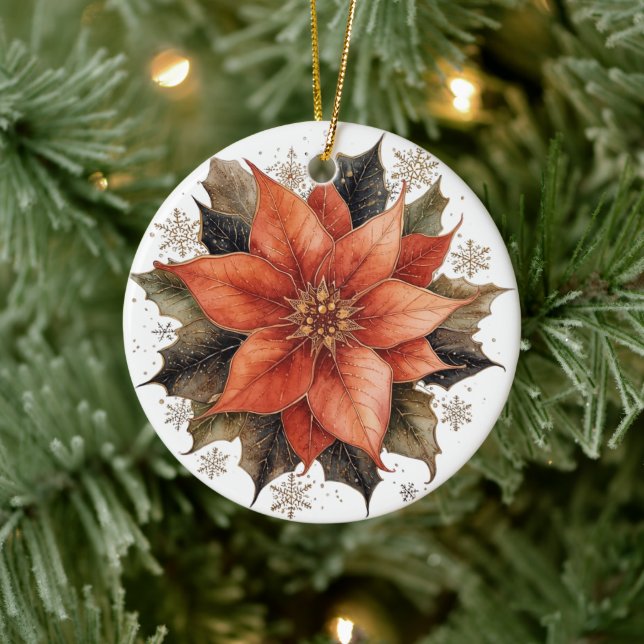 Modern röd julstjärna jul julgransprydnad keramik (Träd)