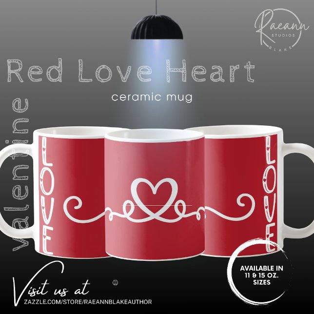 Modern röd kärlek hjärta valentin keramikkopp kaffemugg (Skapare uppladdad)