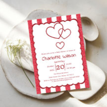 Modern röd kritstripor Vertikal Baby Shower
