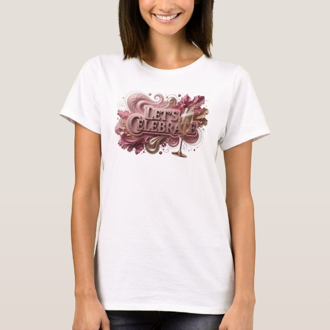 Modern röd LET'S CELEBRATE Statement T-shirt (Framsida)
