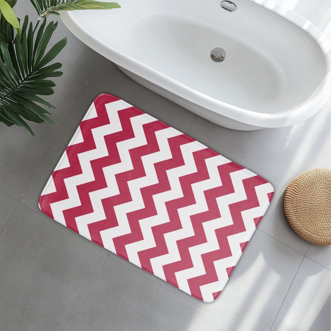 Modern röd magenta-chevron badrumsmatta (Skapare uppladdad)