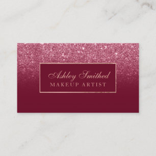 Modern röd makeup för burgundy glitterombre visitkort
