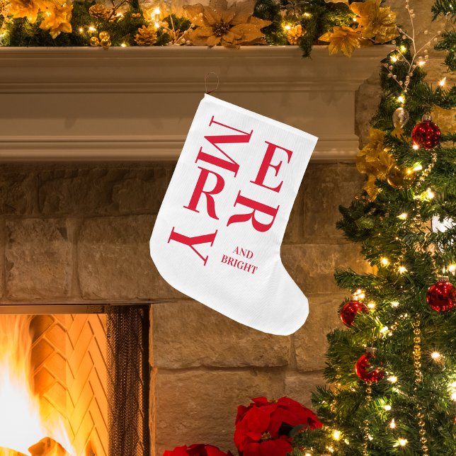 Modern röd merry och ljusa Helgdagar Stor Julstrumpa (Skapare uppladdad)