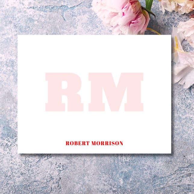 Modern röd monogram brevpapper anteckningskort inbjudningar (Skapare uppladdad)