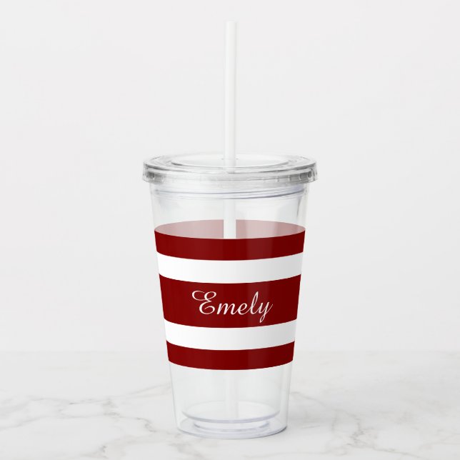 Modern röd namnskrift take away mugg (Framsida)