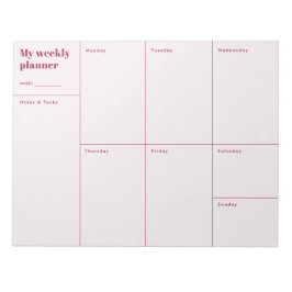 Modern röd och beige minimalistisk veckoplanering anteckningsblock
