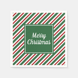 Modern röd och grön manus Glad jul Pappersservett