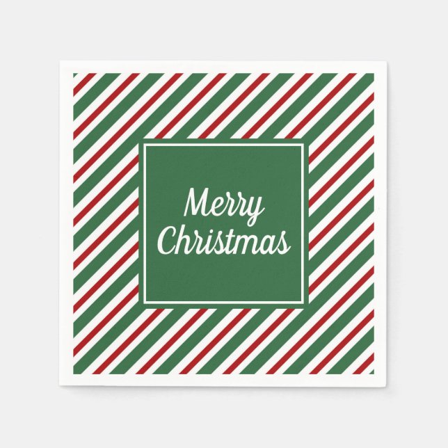 Modern röd och grön manus Glad jul  Pappersservett (Framsidan)