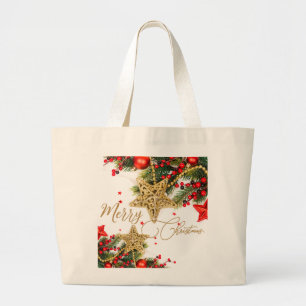 Modern röd och gyllene God jul-design Jumbo Tygkasse