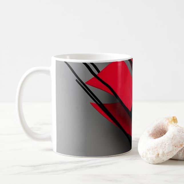 Modern röd och svart abstrakt kaffekopp (Med munk)