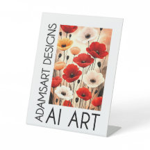 Modern röd och svart poppy blomsterduk konst