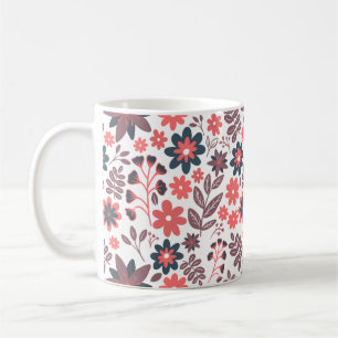 Modern röd och svart tvåsidig blomma kaffemugg