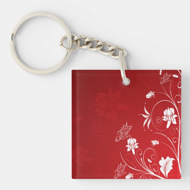 Modern röd och vit Blommigt (Framsidan)