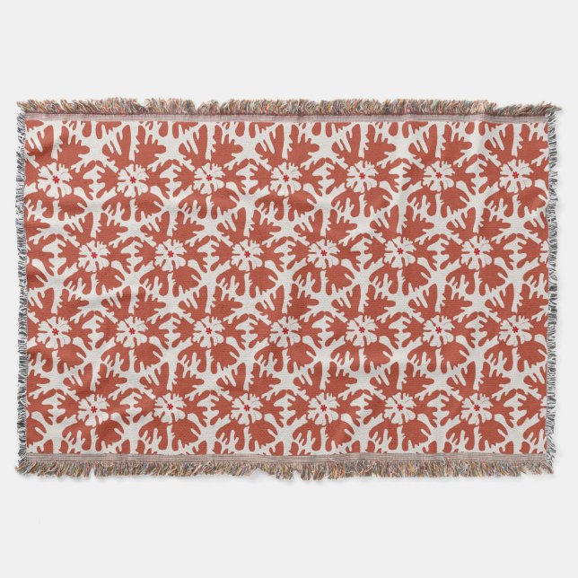 Modern röd och vit geometrisk snöflake filt (Framsidan)