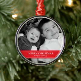 Modern röd och vit jul julgransprydnad metall