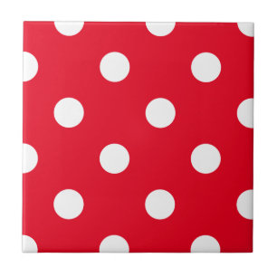 Modern röd och vit polka dots anpassningsbar fär kakelplatta