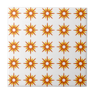 Modern röd-Orange-Starburst Mönster i mitten av år Kakelplatta