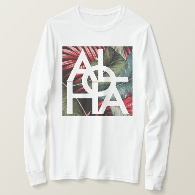 Modern röd palm Aloha Hawaii-ö T Shirt (Design framsida)