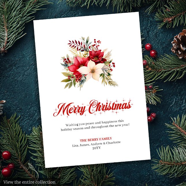 Modern röd poinsettia botanisk gratulationskort julkort (Modern Red Poinsettia Botanical Greeting Card

)