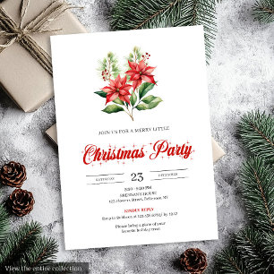 Modern röd poinsettia redigerbar juldesign inbjudningar