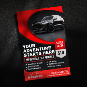 Modern röd prisvärd biluthyrning biluthyrning Auto Flygblad