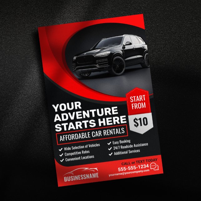 Modern röd prisvärd biluthyrning biluthyrning Auto Flygblad (Skapare uppladdad)
